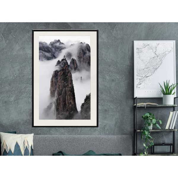 Inramad Poster / Tavla - Clouds Pierced by Mountain Peaks