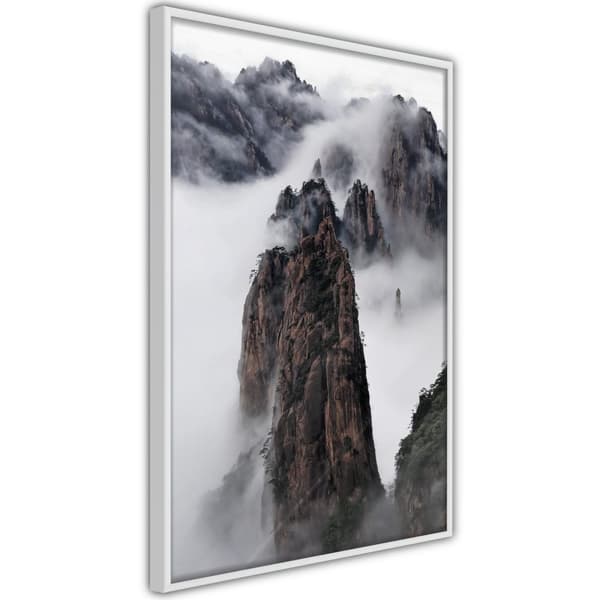 Inramad Poster / Tavla - Clouds Pierced by Mountain Peaks