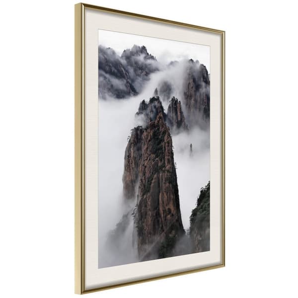 Inramad Poster / Tavla - Clouds Pierced by Mountain Peaks