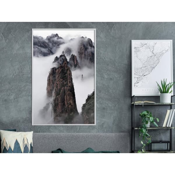 Inramad Poster / Tavla - Clouds Pierced by Mountain Peaks
