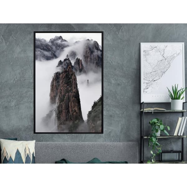 Inramad Poster / Tavla - Clouds Pierced by Mountain Peaks