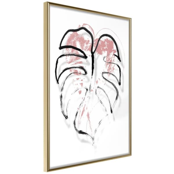 Inramad Poster / Tavla - Black Leaf Outline