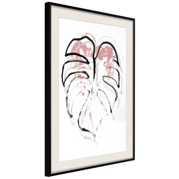 Inramad Poster / Tavla - Black Leaf Outline