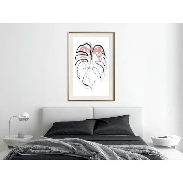 Inramad Poster / Tavla - Black Leaf Outline