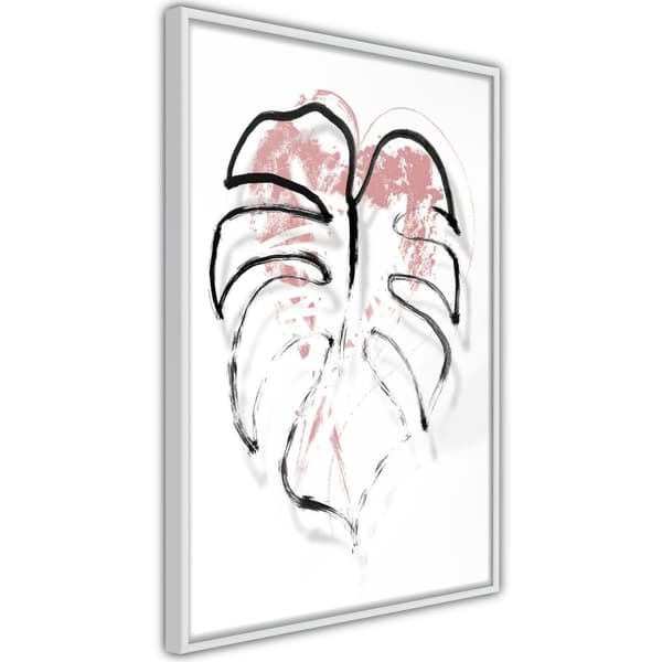 Inramad Poster / Tavla - Black Leaf Outline