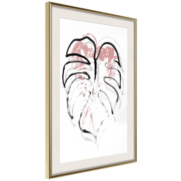 Inramad Poster / Tavla - Black Leaf Outline