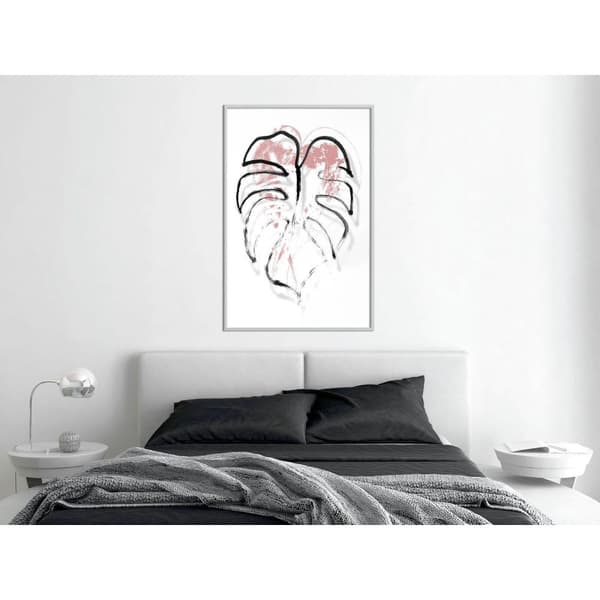 Inramad Poster / Tavla - Black Leaf Outline