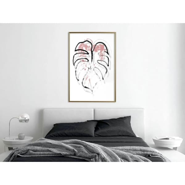 Inramad Poster / Tavla - Black Leaf Outline
