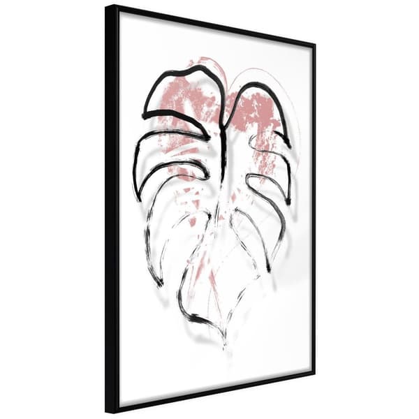 Inramad Poster / Tavla - Black Leaf Outline