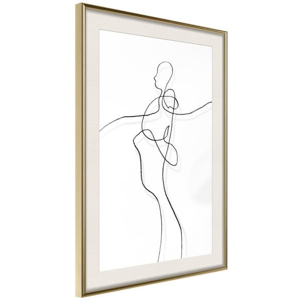 Inramad Poster / Tavla - Entanglement Guldram med passepartout 40x60