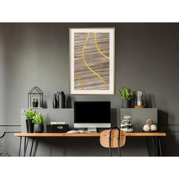 Inramad Poster / Tavla - Golden Stripes