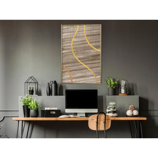 Inramad Poster / Tavla - Golden Stripes