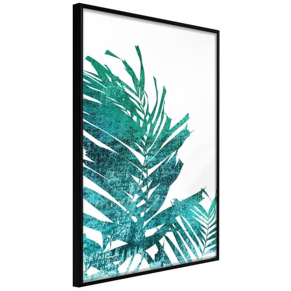 Inramad Poster / Tavla - Teal Palm on White Background