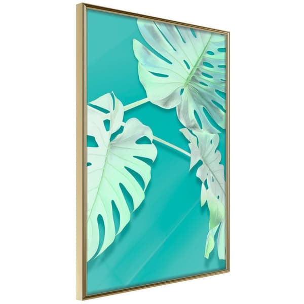 Inramad Poster / Tavla - Teal Monstera