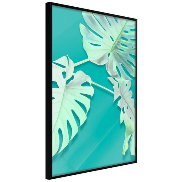 Inramad Poster / Tavla - Teal Monstera