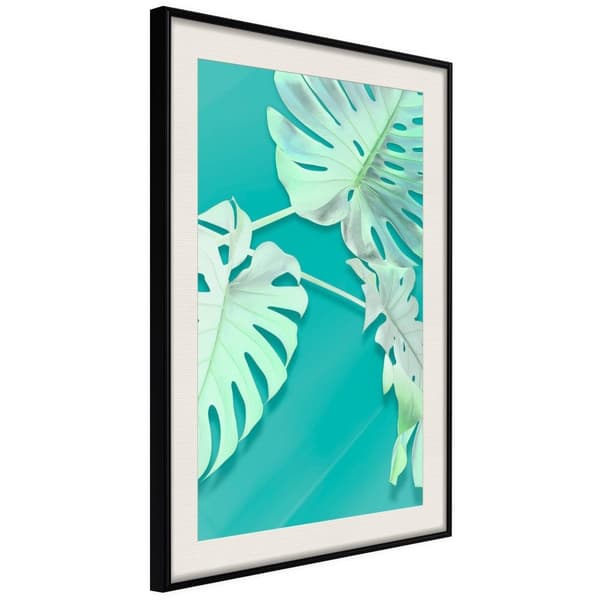 Inramad Poster / Tavla - Teal Monstera