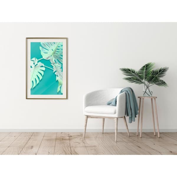 Inramad Poster / Tavla - Teal Monstera