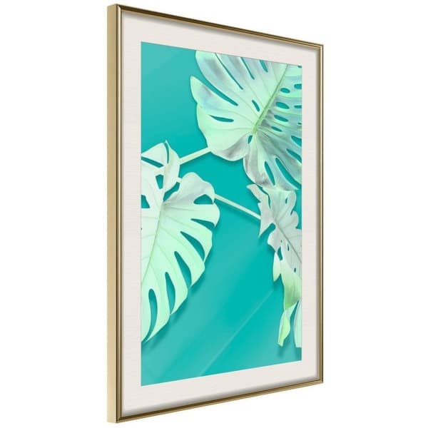 Inramad Poster / Tavla - Teal Monstera
