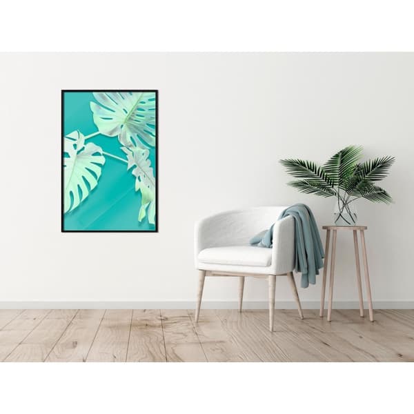 Inramad Poster / Tavla - Teal Monstera