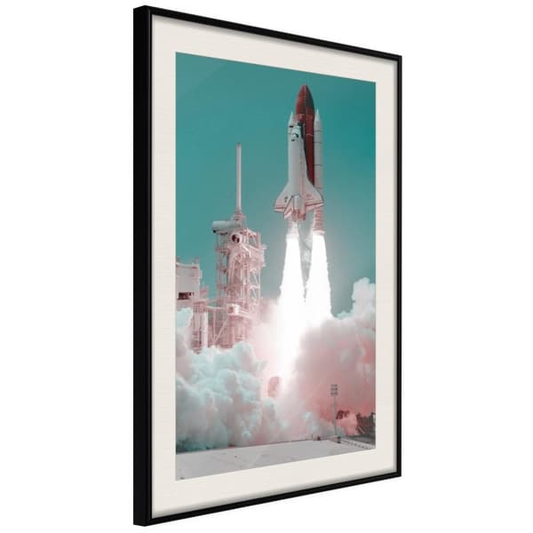 Inramad Poster / Tavla - Leaving the Earth Svart ram med passepartout 30x45