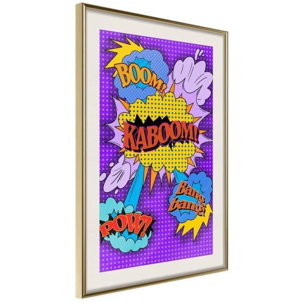 Inramad Poster / Tavla - Kaboom! Boom! Pow!