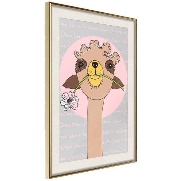 Inramad Poster / Tavla - Cute Llama