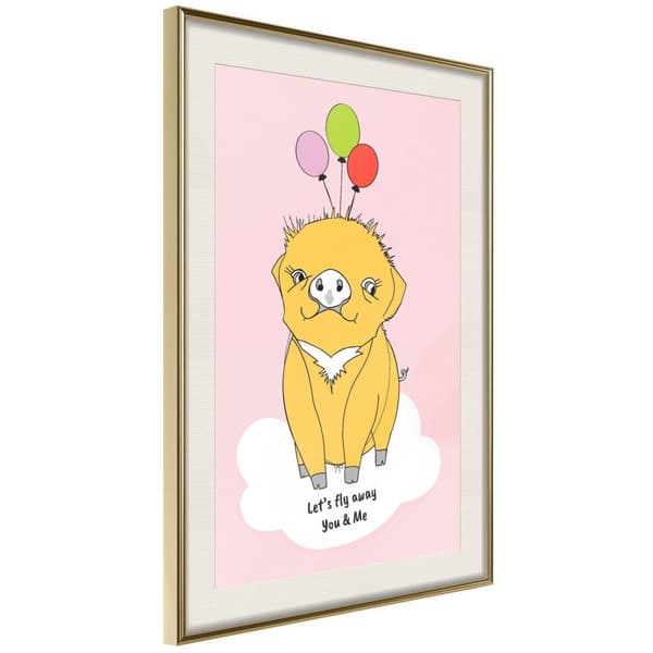 Inramad Poster / Tavla - Birthday Wish Guldram med passepartout 30x45