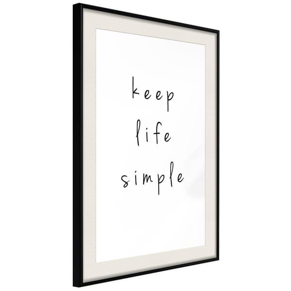 Inramad Poster / Tavla - Simple Life Svart ram med passepartout 30x45