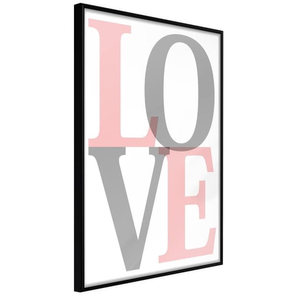 Inramad Poster / Tavla - Grey-Pink Love