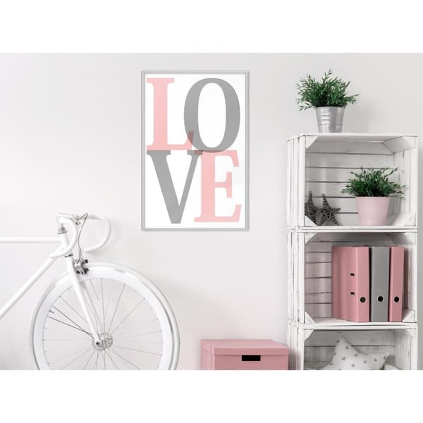 Inramad Poster / Tavla - Grey-Pink Love