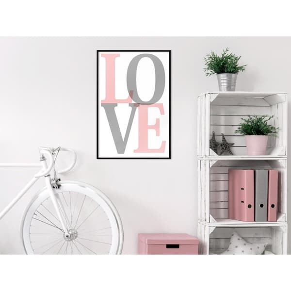 Inramad Poster / Tavla - Grey-Pink Love