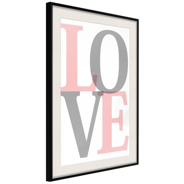 Inramad Poster / Tavla - Grey-Pink Love