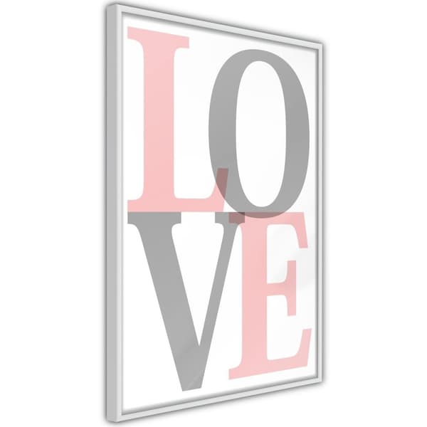 Inramad Poster / Tavla - Grey-Pink Love Vit ram 20x30