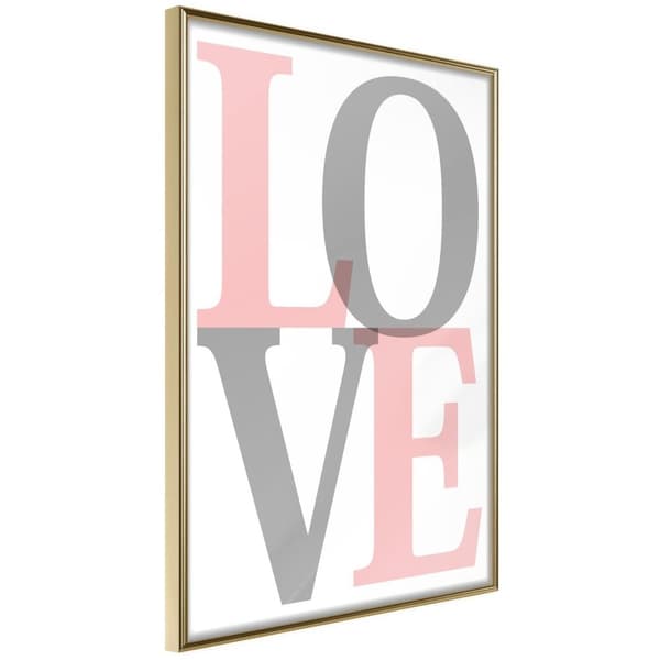 Inramad Poster / Tavla - Grey-Pink Love