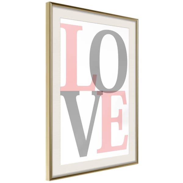 Inramad Poster / Tavla - Grey-Pink Love
