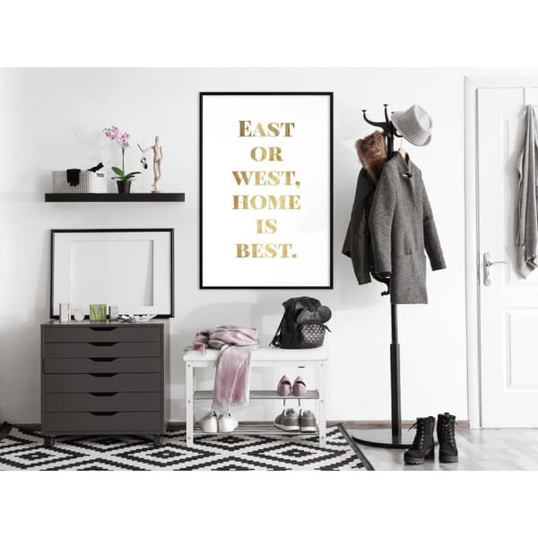 Inramad Poster / Tavla - Home Is Best (Gold)