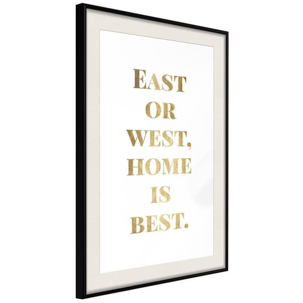Inramad Poster / Tavla - Home Is Best (Gold)