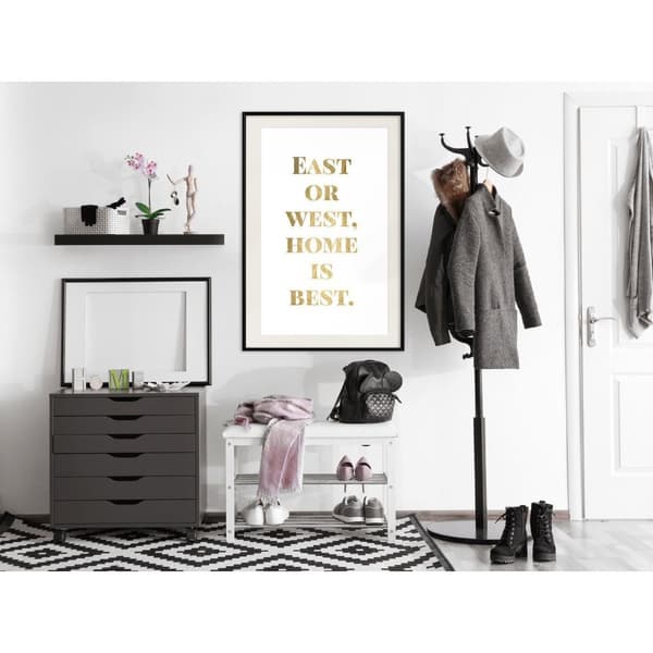 Inramad Poster / Tavla - Home Is Best (Gold)