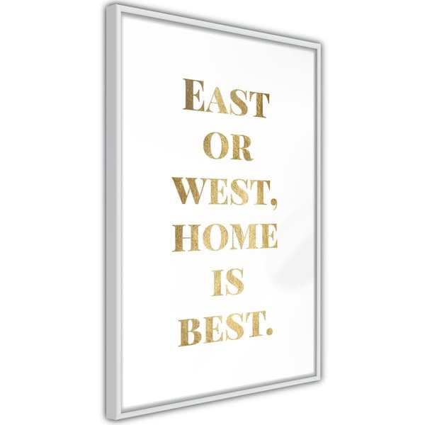 Inramad Poster / Tavla - Home Is Best (Gold)