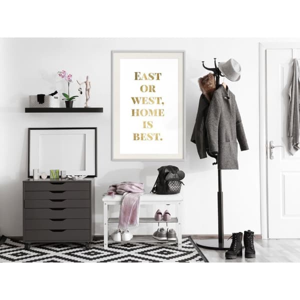 Inramad Poster / Tavla - Home Is Best (Gold)