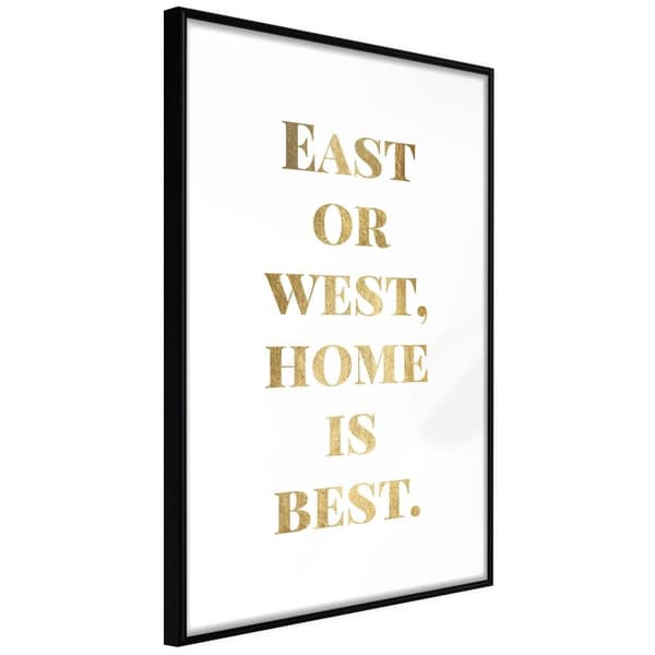 Inramad Poster / Tavla - Home Is Best (Gold)
