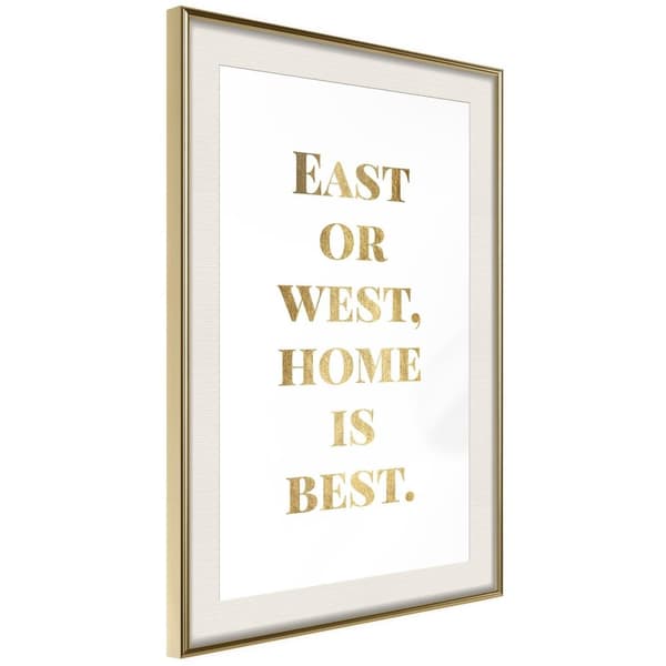 Inramad Poster / Tavla - Home Is Best (Gold)