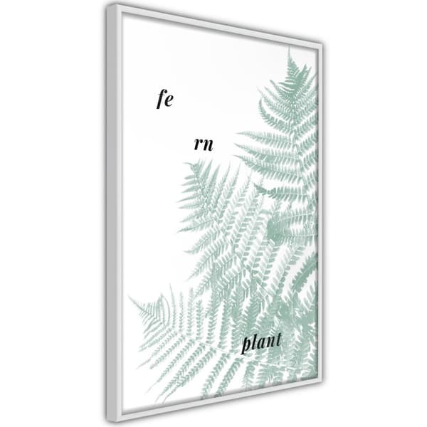 Inramad Poster / Tavla - Pale Green Fern Vit ram 30x45