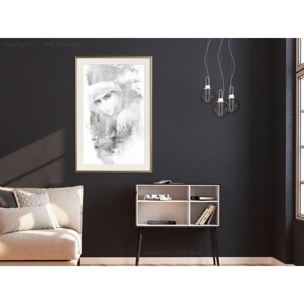 Inramad Poster / Tavla - Mysterious Look (Grey)