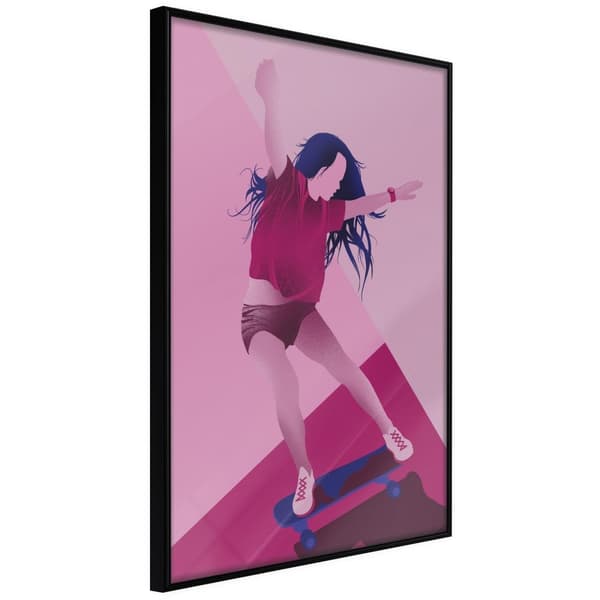 Inramad Poster / Tavla - Girl on a Skateboard