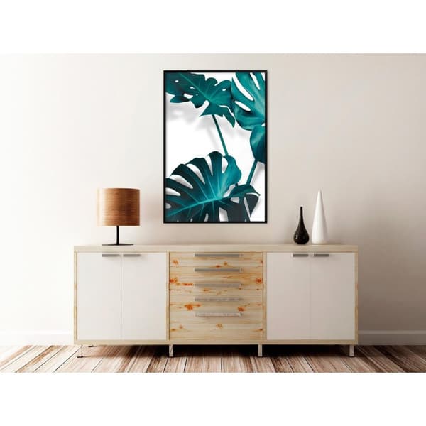 Inramad Poster / Tavla - Turquoise Monstera II