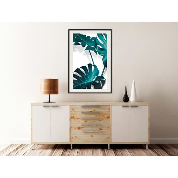 Inramad Poster / Tavla - Turquoise Monstera II