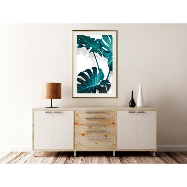 Inramad Poster / Tavla - Turquoise Monstera II