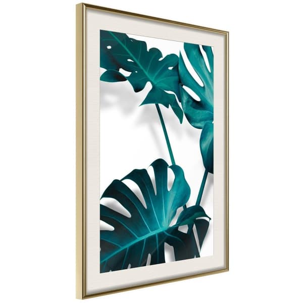 Inramad Poster / Tavla - Turquoise Monstera II