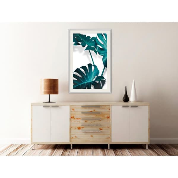 Inramad Poster / Tavla - Turquoise Monstera II
